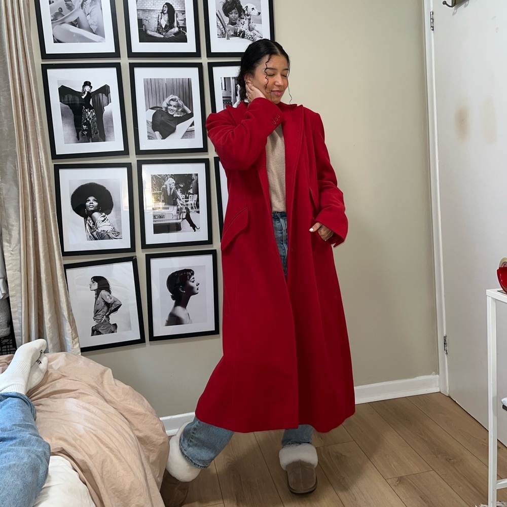 Wool Cashmere Ann Taylor LOFT Vibrant Red Outerwear Coat